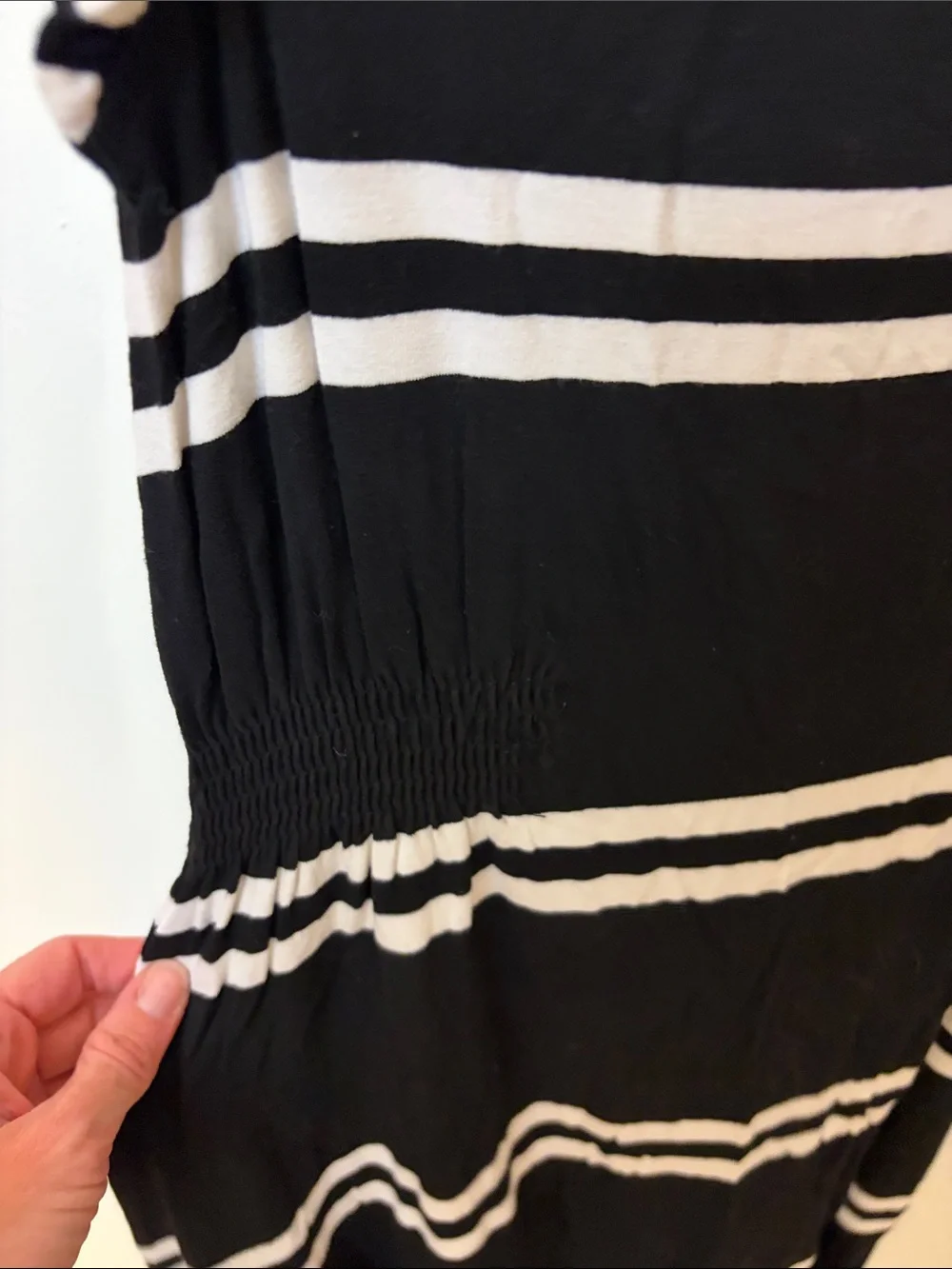 Elle Black and White Striped Sleeveless Dress